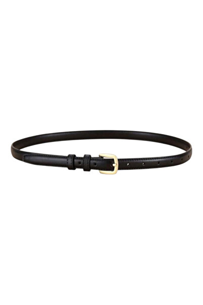 OEM Curea dama, neagra, catarama aurie, subtire