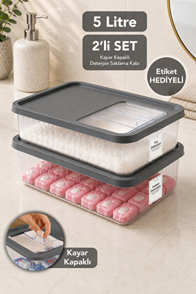 Meleni Home 2'li Deterjan Saklama Kutusu - Sürgülü Kapak Banyo Organizer Toz ...