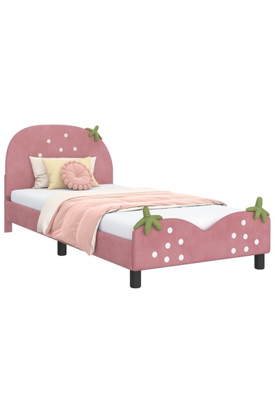 vidaxl Cadru de pat pentru copii cu spătar Roz 90 x 190 cm Catifea