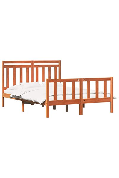 vidaxl Cadru de pat cu headboard Maroniu cerat 205,5 x 165,5 x 100 cm
