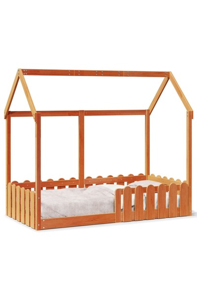 vidaxl Cadru pat de copii, maro ceruit, 80x160 cm, lemn masiv de pin
