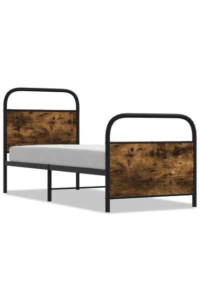 vidaxl Cadru de pat fără saltea 75x190cm stejar afumat lemn prelucrat