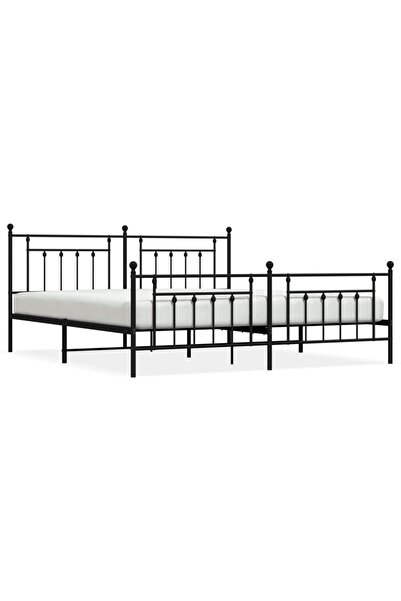 vidaxl Cadru pat metalic cu tăblii de cap/picioare, negru, 200x200 cm