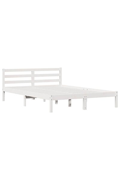 vidaxl Cadru de pat Alb 215,5 x 145,5 x 69,5 cm Lemn de pin masiv
