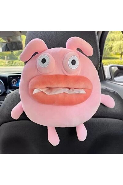 OEM Suport auto pentru hârtie igienică, din pluș, model amuzant de porc roz c...