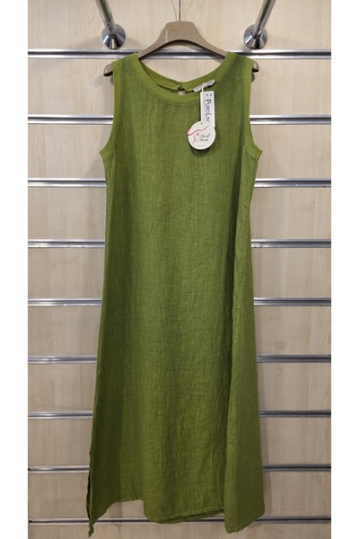 Park Moda Linen Dress Sleeveless Plain Pattern