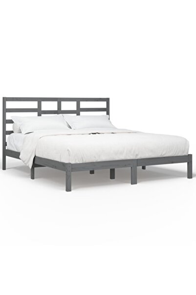 vidaxl Cadru de pat, gri, 200x200 cm, lemn masiv