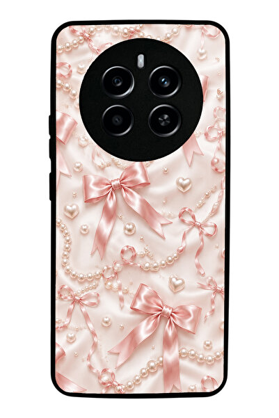 Spoyi Realme 12 Pro Plus Blush Pearl Bow Tasarımlı Glossy Telefon Kılıfı
