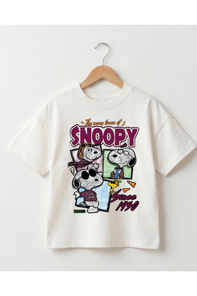 babytex Retro Character Printed Children's T-Shirt – Unisex Cotton Short Slee...