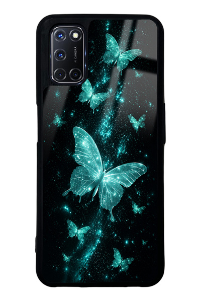 Spoyi Oppo A52 Turquoise Galaxy Butterfly Design Glossy Phone Case