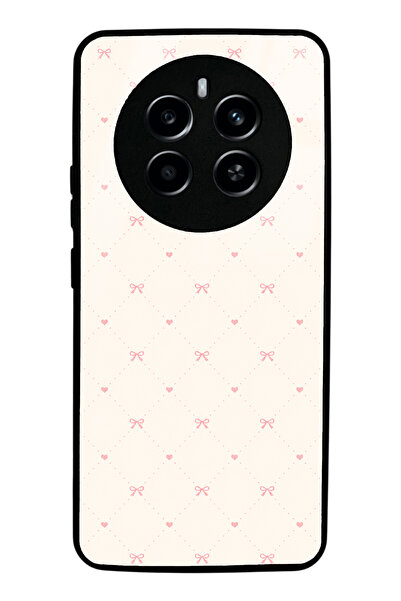 Spoyi Realme 12 Pro Cream Pink Coquette Pattern Tasarımlı Glossy Telefon Kılıfı