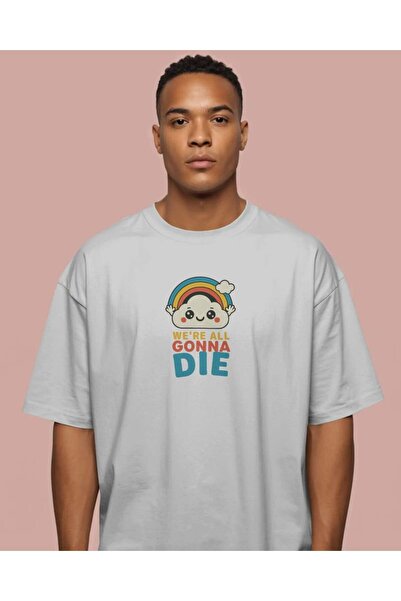 buzagi tasarım ürünleri Gonna Die Unisex Oversize White T-Shirt