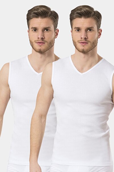 TÜREN 100% Cotton Men's Sleeveless Sports V-Neck Undershirt 2-Pack