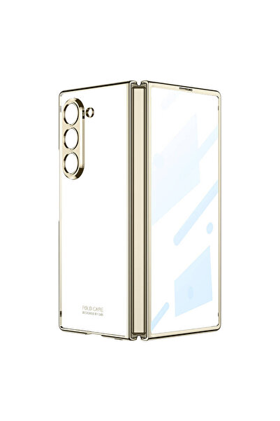 Galaxy Z Fold 6 Kılıf NVTH Full Camlı Kıpta Kapak-Gold