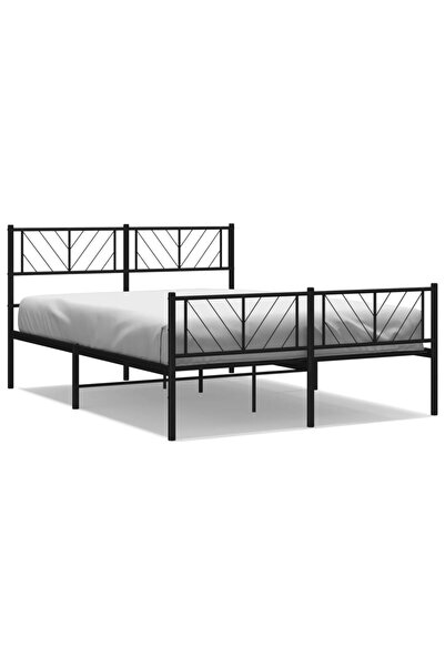 vidaxl Cadru pat metalic cu tăblie de cap/picioare, negru, 120x200 cm