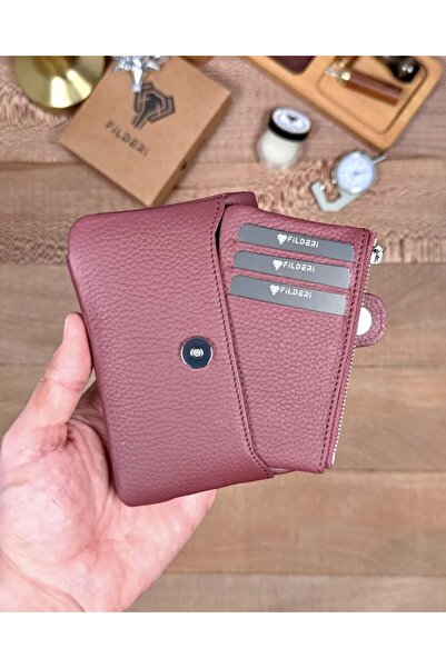 Fil Deri Genuine Leather Card Holder Zippered Small Women's Wallet 2152