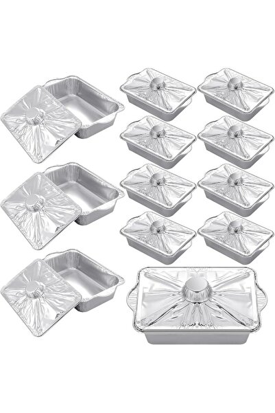 The Bros 12 Set Large Disposable Aluminum Pots with Lids 12'' x 7.5'' x 3