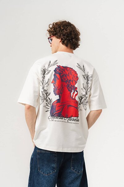go gang own Aurelius Chest Embroidery Design Detailed Crew Neck Oversize T-Shirt