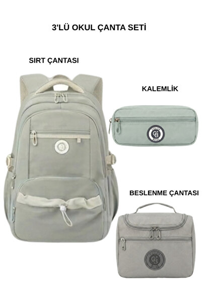 Color Bags School Bag Set of 3 B86 Khaki Green