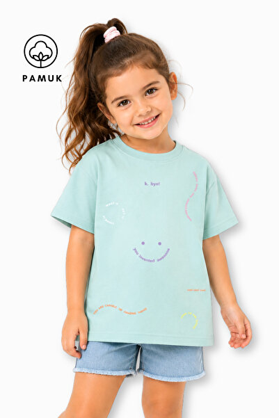 difa kids Tricou de vară pentru fete, cu mânecă scurtă, cu imprimeu slogan