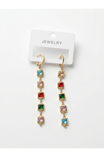 Bluw Jewelry Square Stone Long Earrings