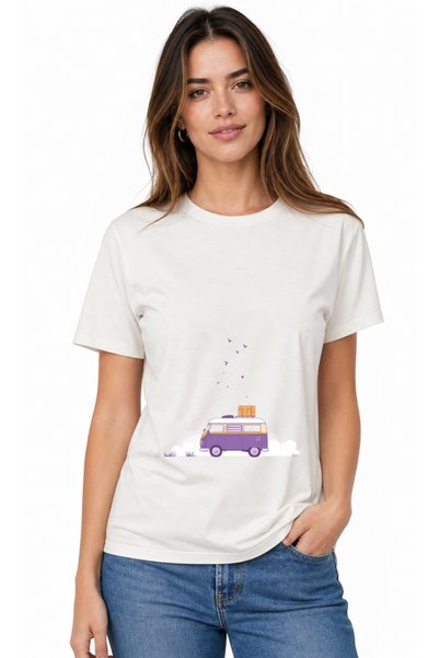 OPPPSSS Tricou pentru femei cu imprimeu „Minimal Mor Karavan”