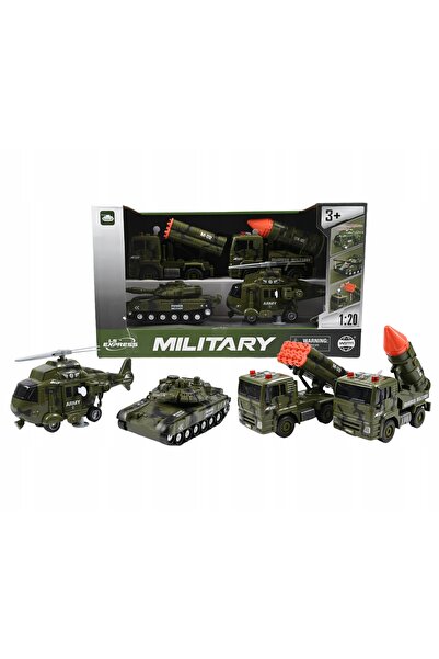 Midex Set de jucării militare: Tanc, Elicopter, Lansator de rachete, Sunet, L...