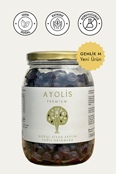 Ayolis Premium Gurme Yağlı Salamura Siyah Zeytin M 950 g (Zeytinyağlı)