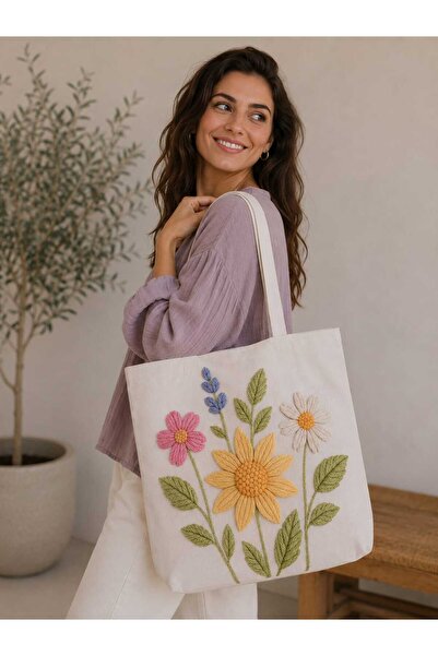 ÖZDAĞ HOME CONCEPT 40X40 cm Digital Printed Suede Fabric Women's Shoulder Bag...