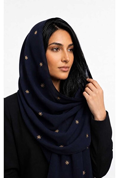 Veil Designer طرحه اوف وايت نجوم بوال اوف وايت طبقنين بتطريز بخيوط القصب الذه...