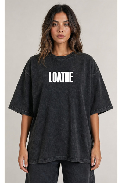 OPPPSSS Loathe Printed Washable Oversize T-Shirt Unisex Shoegaze Deftones Sty...