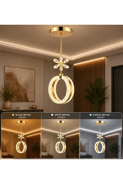 MAVERALİGHTİNG ALYA TEKLİ AVİZE 3 RENK LED ISIKLI KORİDOR ANTRE HOL AVİZE
