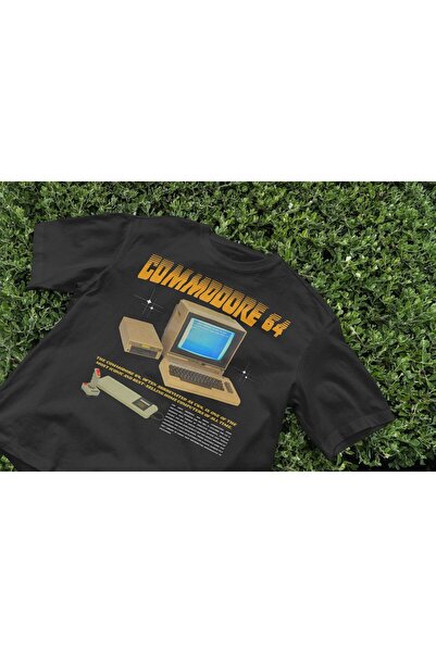 Grafftee Clothing تي شيرت كومودور مطبوع للجنسين مقاس كبير