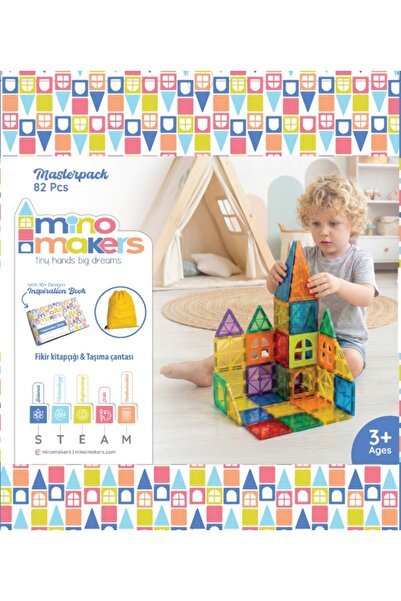 Mino Makers Manyetik Yapı Blokları - Çocuklar İçin 3 Boyutlu Renkli Mıknatısl...