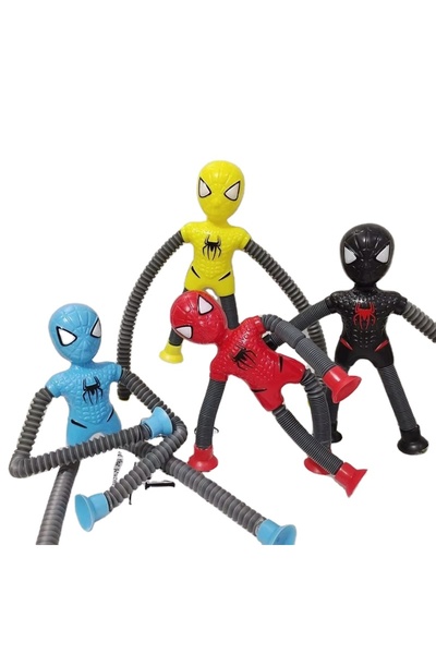 Toybox 4-Pack Telescopic Suction Cup Spiderman Fidget Toys, Sensory Tube Trav...