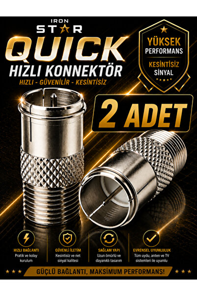 IRONSTAR 2 ADET Quick Konnektör / Hızlı Konnektör Uydu Fişi / TV Anten Quick ...