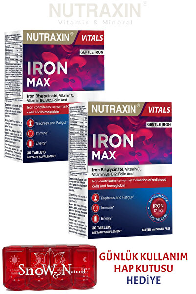 Nutraxin Iron Max Bisglucinate Formula 17 Mg Timed-Release Iron, Vitamin C, V...