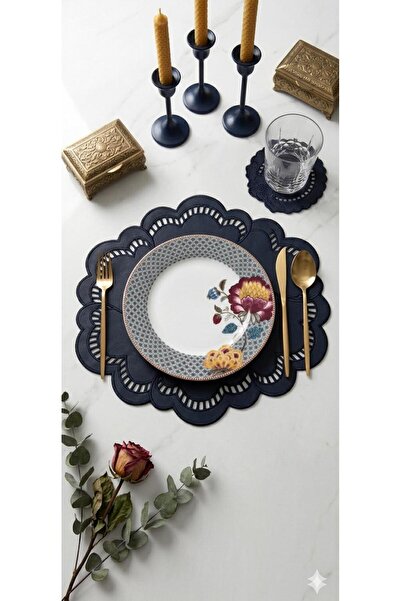 İNCİ ÇEYİZ 1 Piece Faux Leather Double-Sided Usable Holework Embroidered Amer...