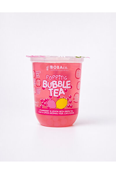 The Bobaco Bubblicious Popping Bubble Tea Popping Bubble Tea Çilek & Limon Aromalı Yeşil Çay Bazlı Bubble Tea 8x330ml