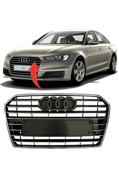 gkl Audi A6 2015-2018 Ön Panjur Kromlu Parlak Siyah 4G0853651AE