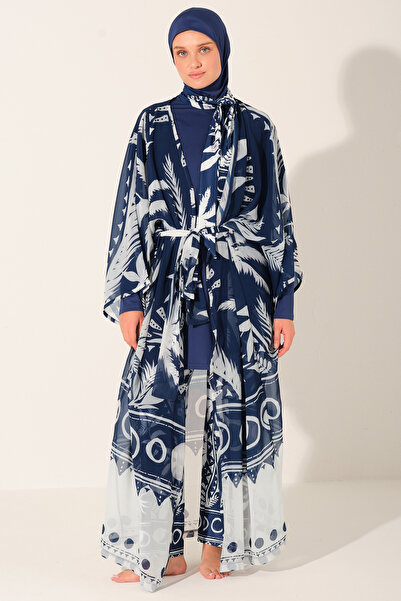 ALFASA Elanda Belted Chiffon Pareo 7182-26 Indigo