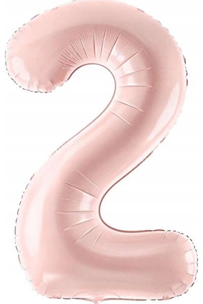 Partydeco Folie cu baloane Cifra "2", 72cm, roz deschis