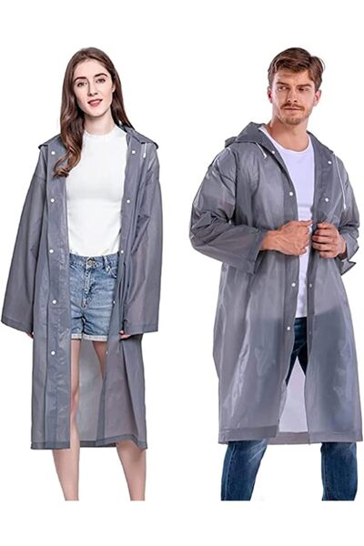 Arabest Reusable Rain Poncho,1 Piece,Hooded,Packable,with Elastic Sleeves,Eco...
