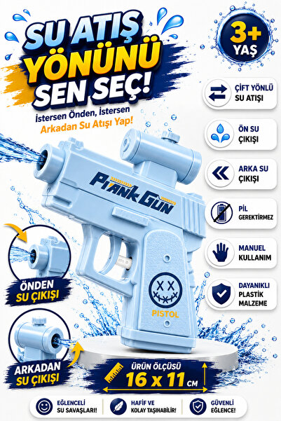hak-iş oyuncak Mavi Çift Yönlü Şaka Su Tabancası 16x11 cm – 3+ Yaş
