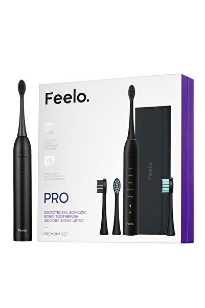 Feelorna Periuță de dinți sonică Feelo Pro Premium Set Negru Reîncărcabilă 4 ...