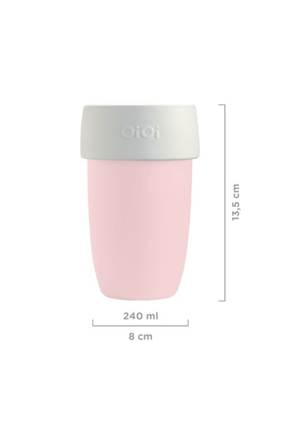 OiOi Akıtmaz Alıştırma Bardağı Leak Lock +6 Ay - Pinky Pink / Powder Grey