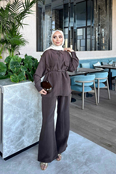İmajButik Brown Shirt and Trousers Modal Suit