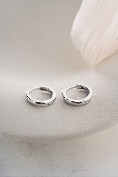 Silvano Jewelry 925 Ayar Gümüş 14 mm Taşsız Halka Küpe