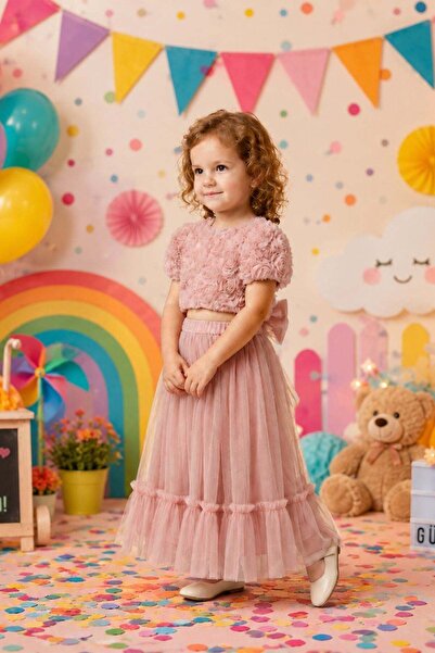 Cantoy Girl's Powder Tulle Skirt Set – Birthday and Special Occasion Evening ...