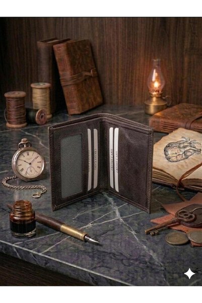Lexa Aksesuar Özel Kutulu Hakiki Eskitme Deri Minimal Çok Kullanışlı Cüzdan Kartlık